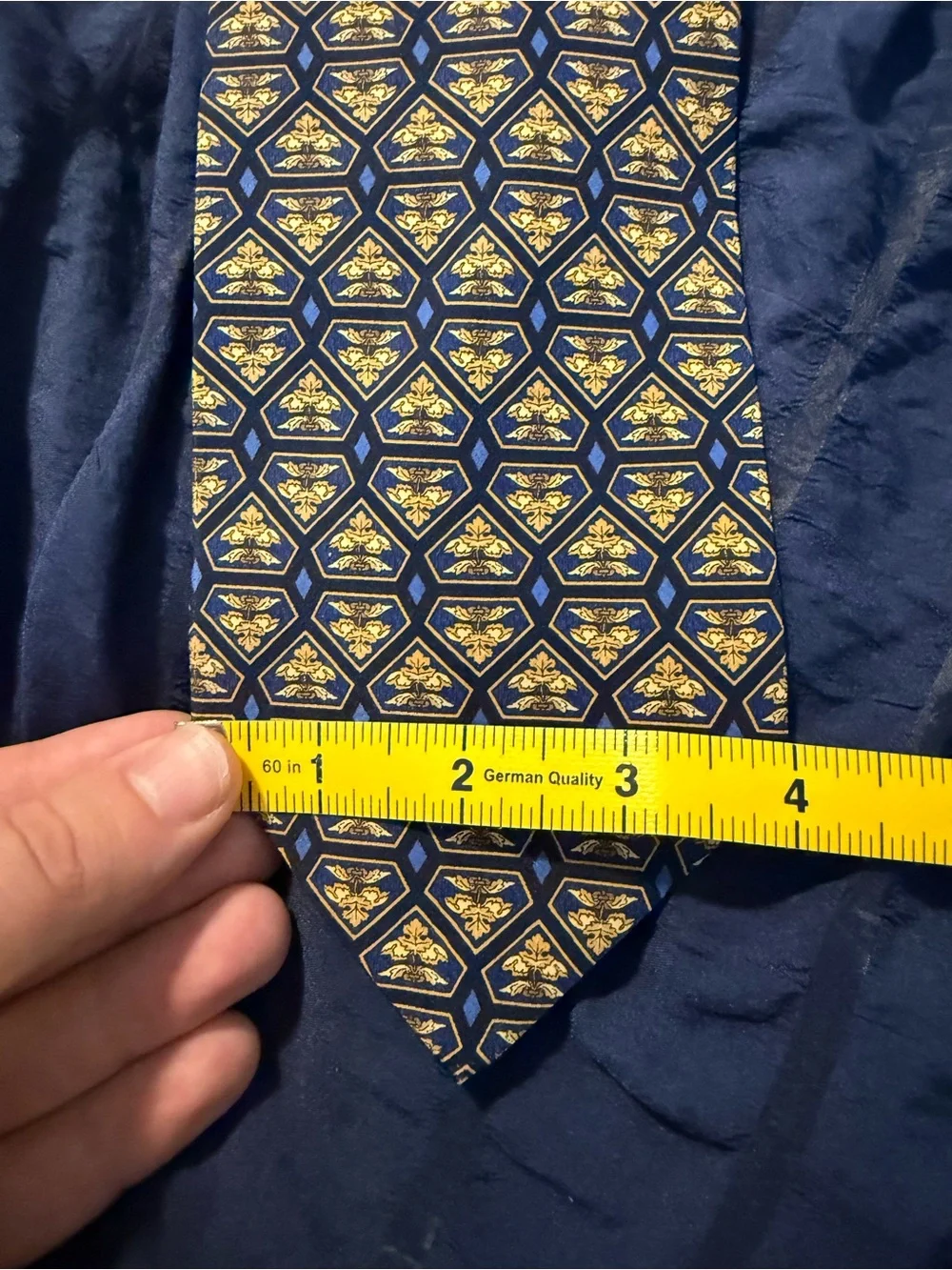 Valentino Navy and Yellow Geometric Silk Tie